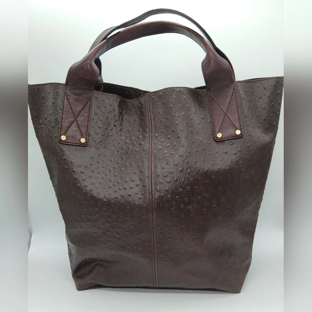 Diane von Furstenberg Leather Ostrich Embossed Addison Tote​​